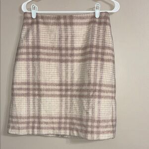 Plaid Cream and Brown Ann Taylor Factory Women's Skirt